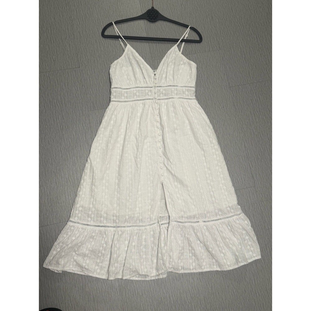 Windsor White Eyelet Midi Dress Womens Medium M Cotton Boho Sundress